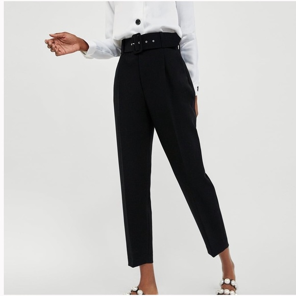 Zara black trousers with belt Clearance